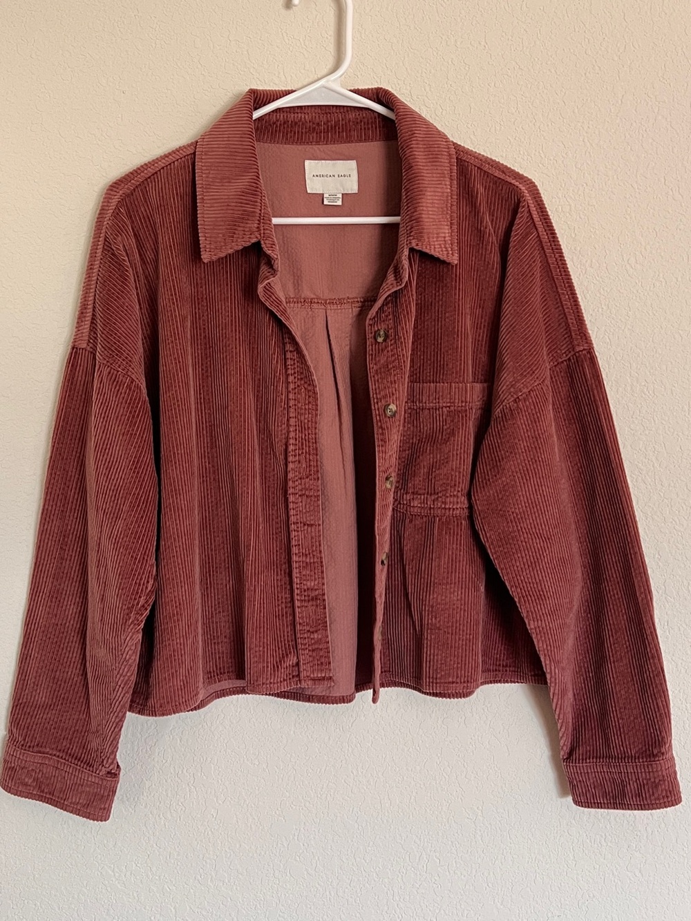 American Eagle Outfitters Mauve Rose Brown Cropped Corduroy Jacket Cotton Medium